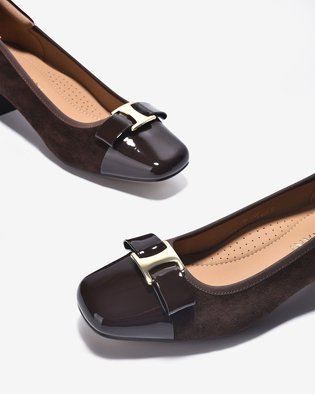 Giày Cao Gót Zuciani Phối Da Bóng Sang Trọng-GCL21-Nâu Color1