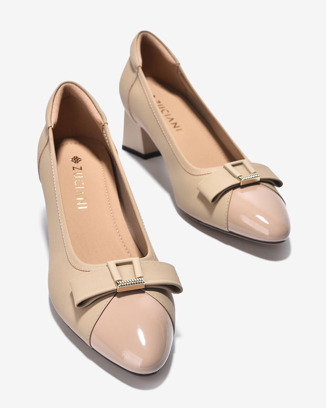 Giày Cao Gót Zuciani Họa Tiết Cách Điệu-GCL22-Kem Color2