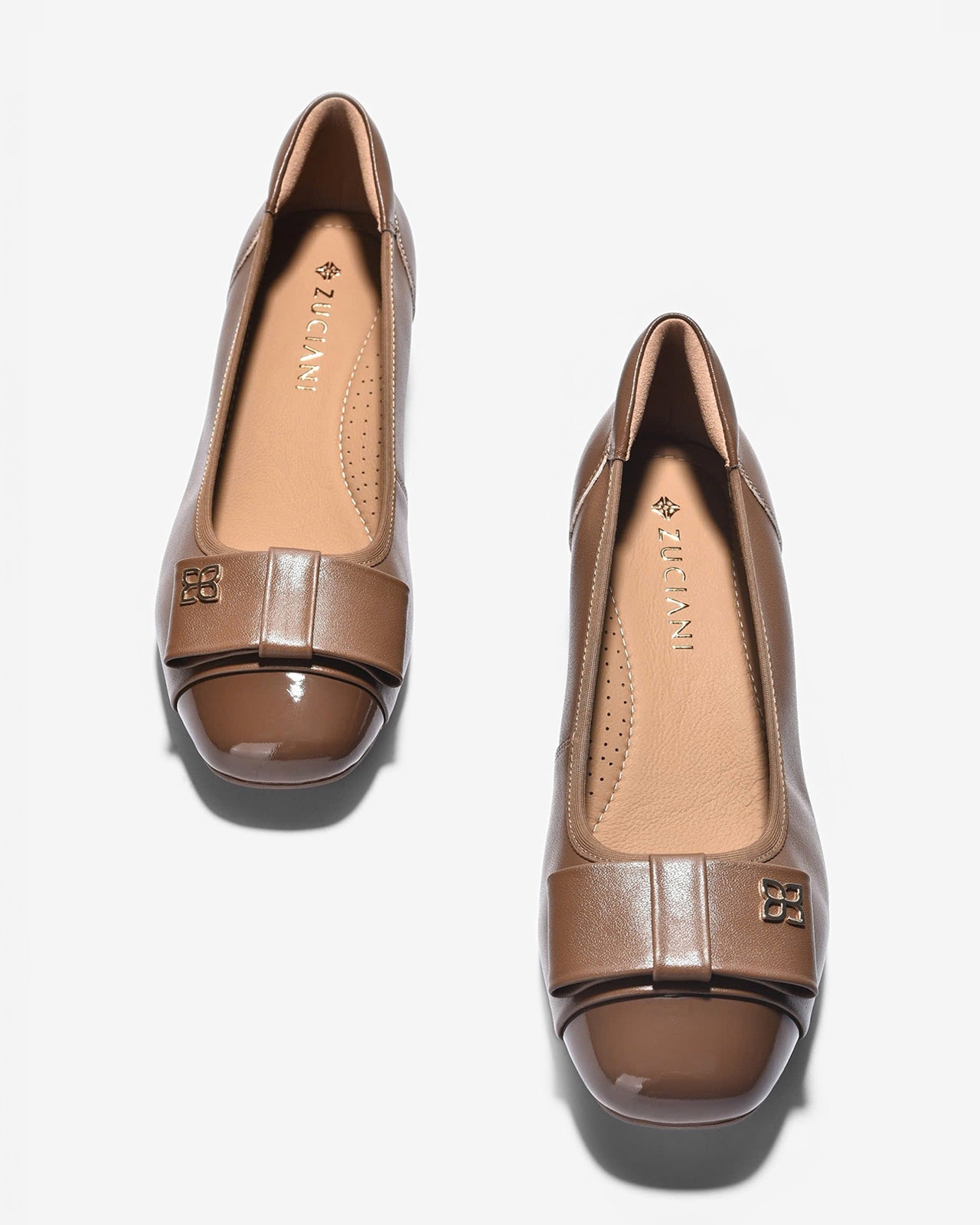 Giày Cao Gót Zuciani Nơ Đính Hoa 4 Lá-GCL23-Nâu Color1