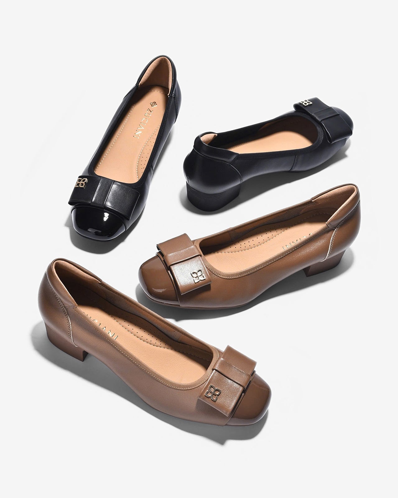 Giày Cao Gót Zuciani Nơ Đính Hoa 4 Lá-GCL23-Nâu Color1