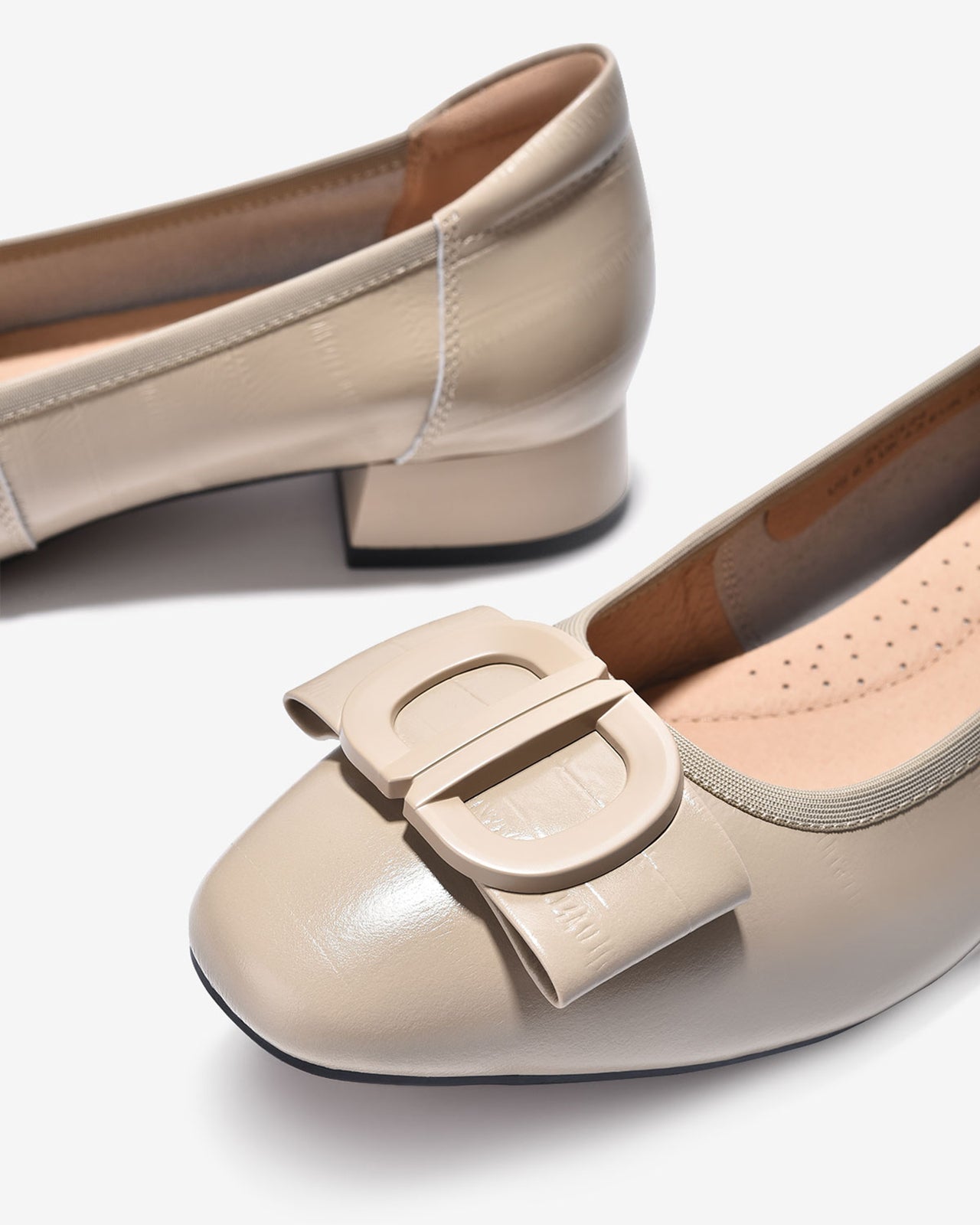 Giày Cao Gót Zuciani Da Bóng Dập Vân-GCL24-Cafe Color2