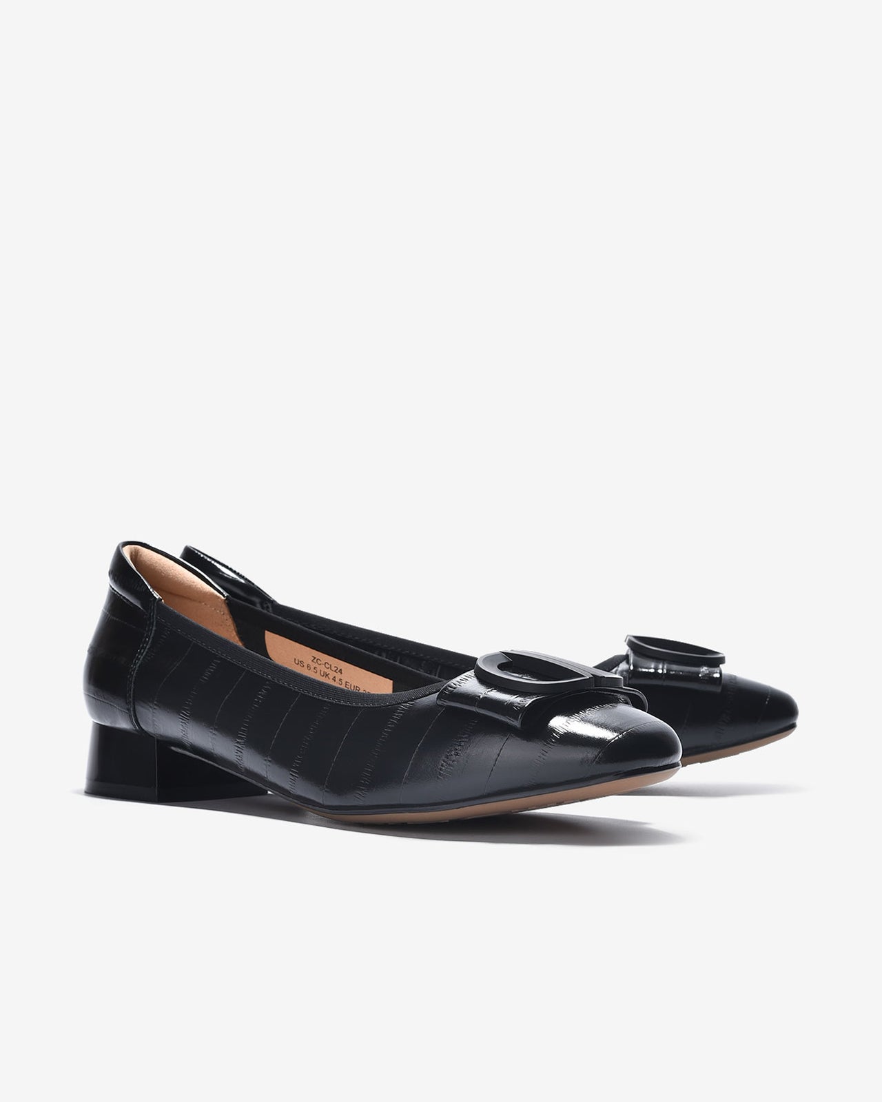 Giày Cao Gót Zuciani Da Bóng Dập Vân-GCL24-Đen Color2