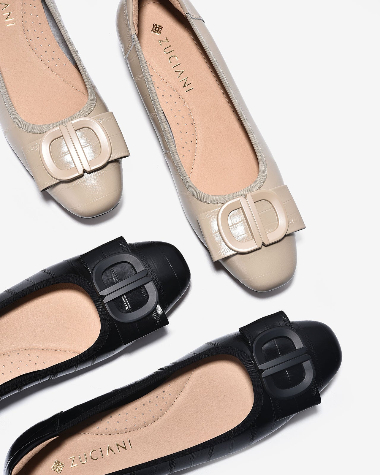 Giày Cao Gót Zuciani Da Bóng Dập Vân-GCL24-Đen Color2