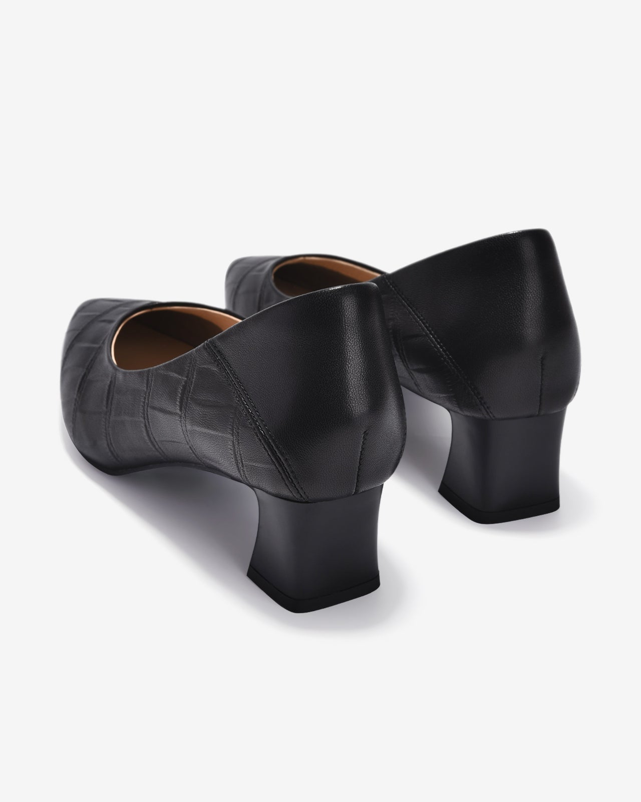 Giày Cao Gót Zuciani Gót Vuông Dập Vân-GCM01-Đen Color2