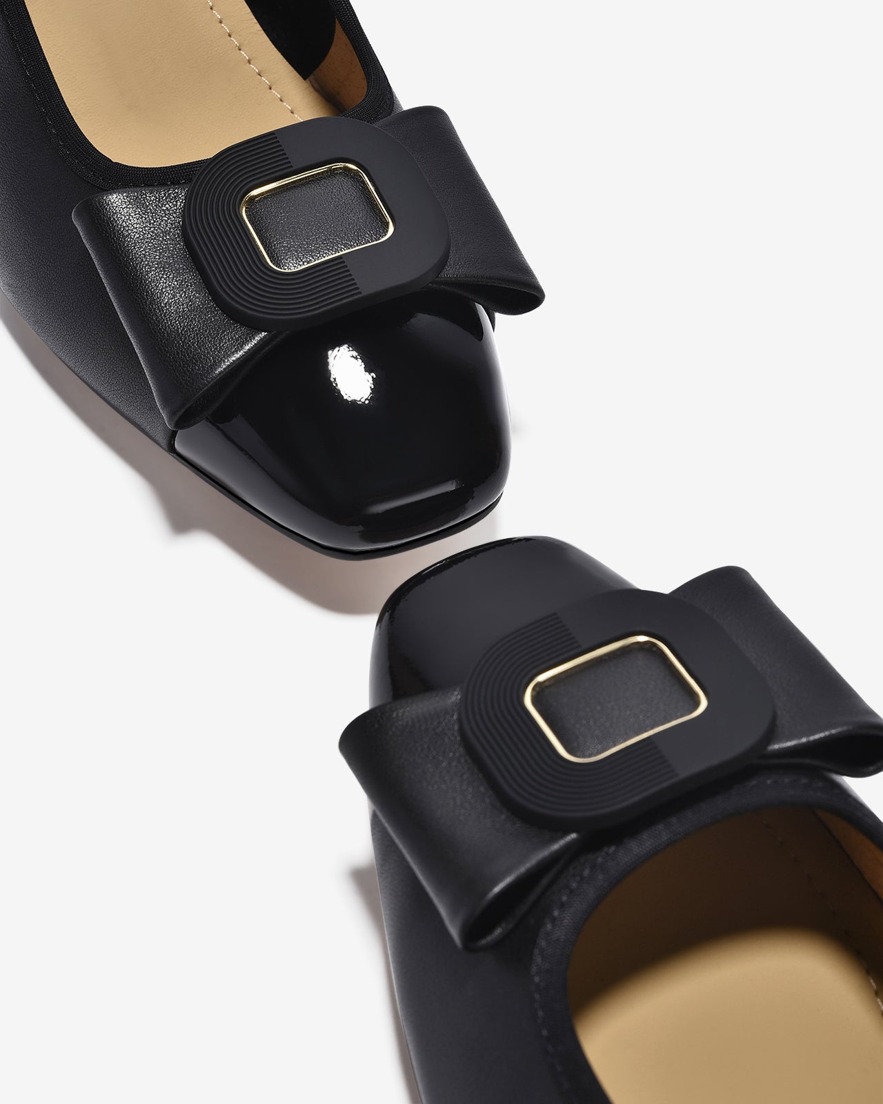 Giày Cao Gót Zuciani Mũi Phối Da Bóng Đính Khoá Nơ-GCM04-Đen Color2