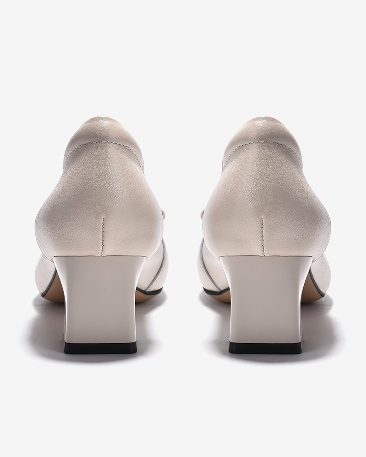 Giày Cao Gót Zuciani Mũi Phối Da Bóng Đính Khoá Nơ-GCM04-Trắng Color2