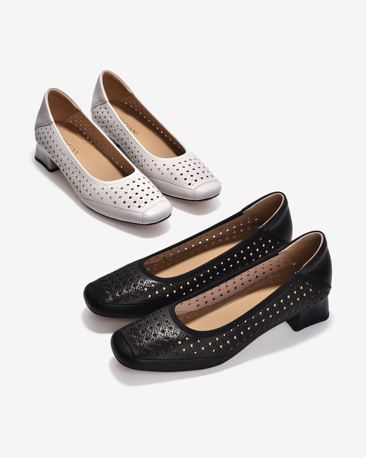 Giày Cao Gót Zuciani Đục Lỗ-GCM07-Trắng Color1