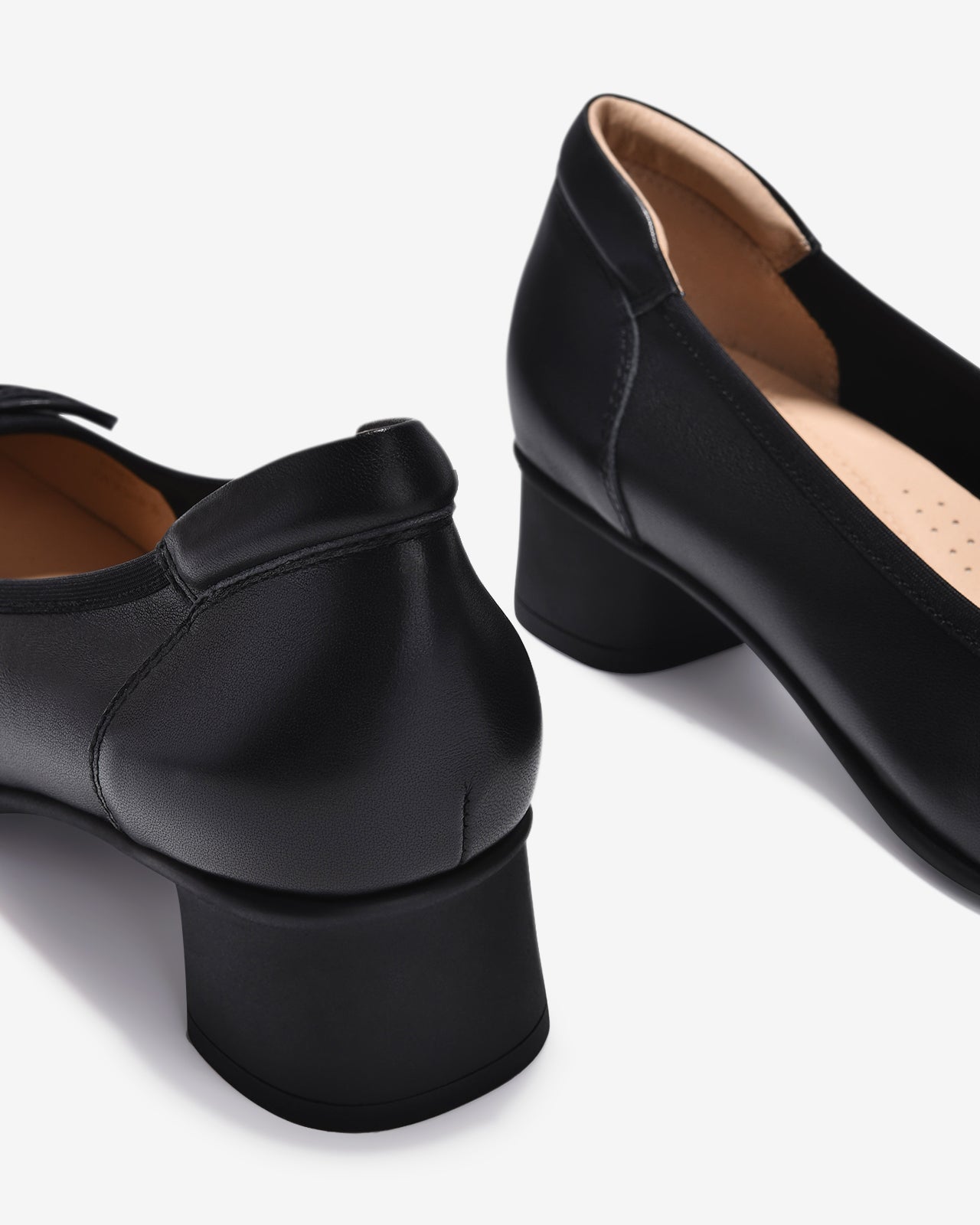 Giày Cao Gót Zuciani Mũi Vuông Đính Nơ Da-GCM10-Đen Color1