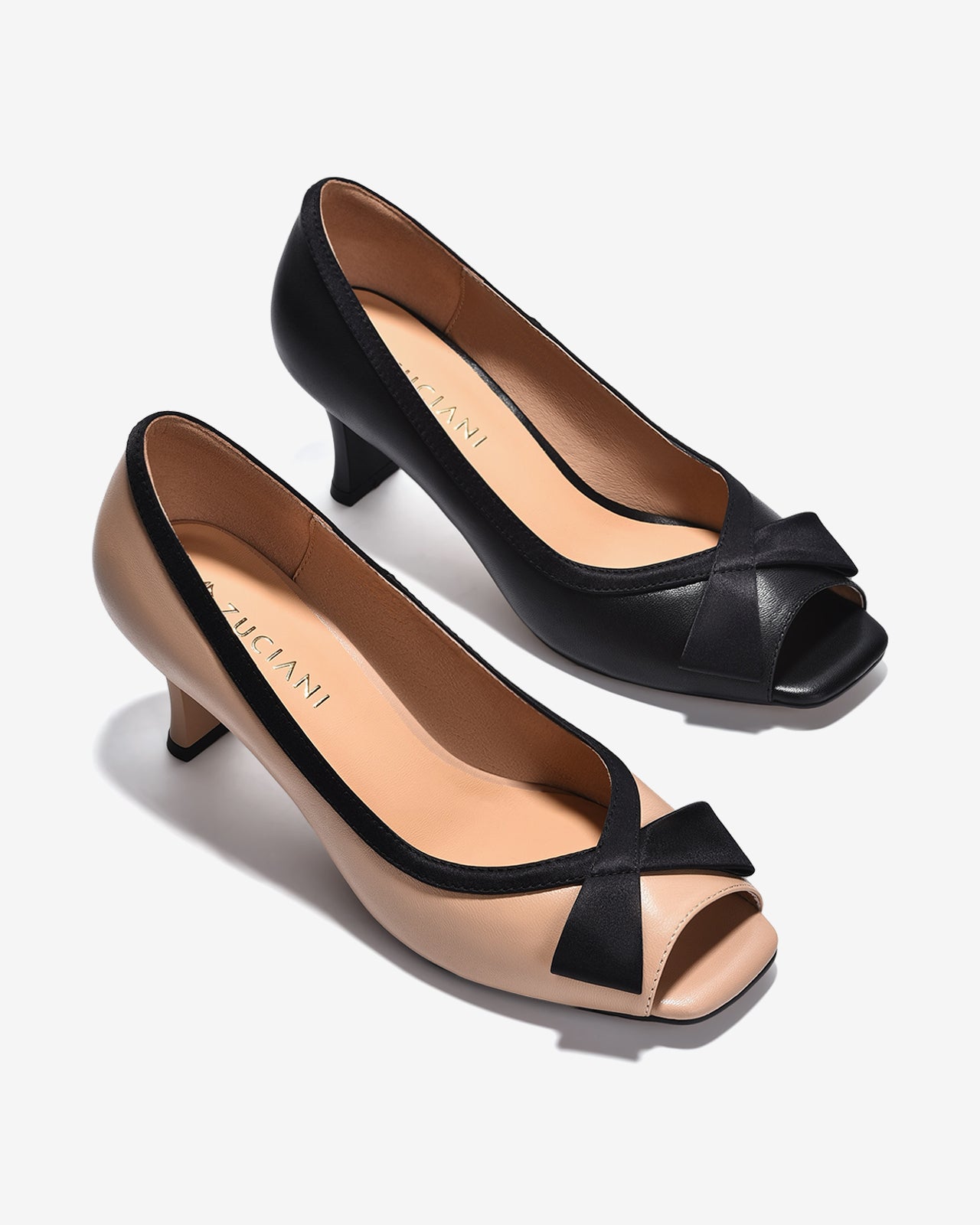 Giày Cao Gót Zuciani Da Mềm Hở Mũi-GCM21-Kem Color1