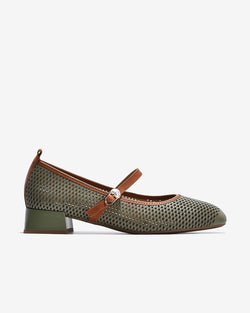 Giày Cao Gót Zuciani Đan Lưới Quai Ngọc Trai-GCM22-Xanh Lá Color1First