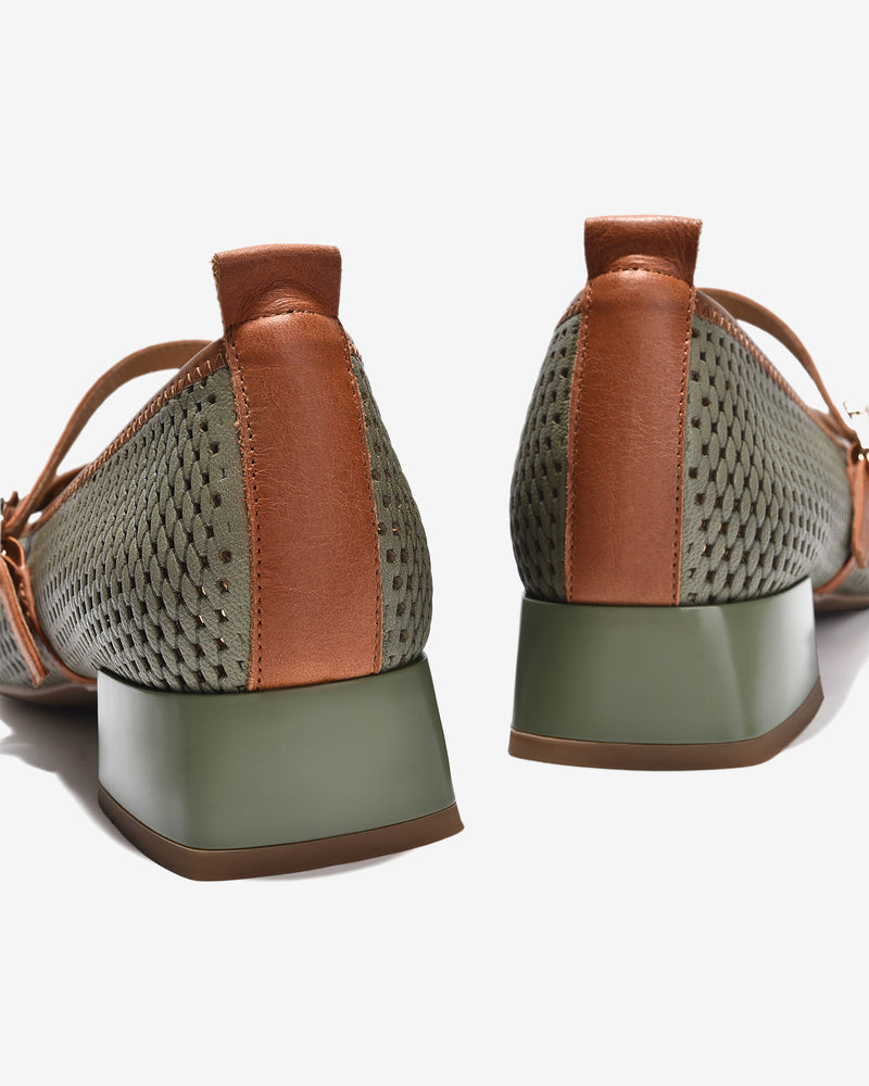 Giày Cao Gót Zuciani Đan Lưới Quai Ngọc Trai-GCM22-Xanh Lá Color2