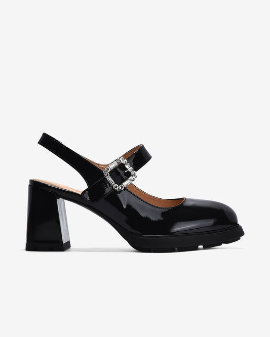 Giày Slingback Cao Gót Zuciani Mary Jane Da Bóng-GCM24-Đen Bóng Color1First