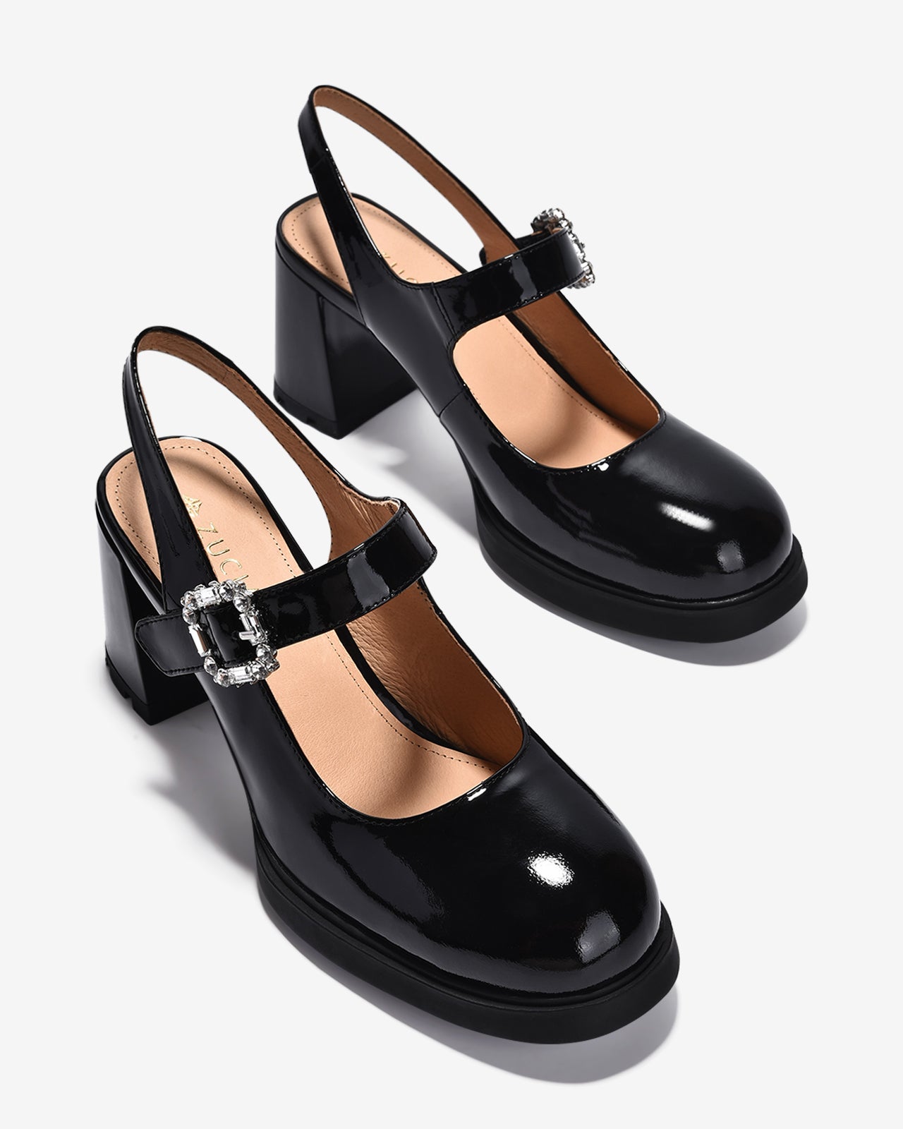 Giày Slingback Cao Gót Zuciani Mary Jane Da Bóng-GCM24-Đen Bóng Color2