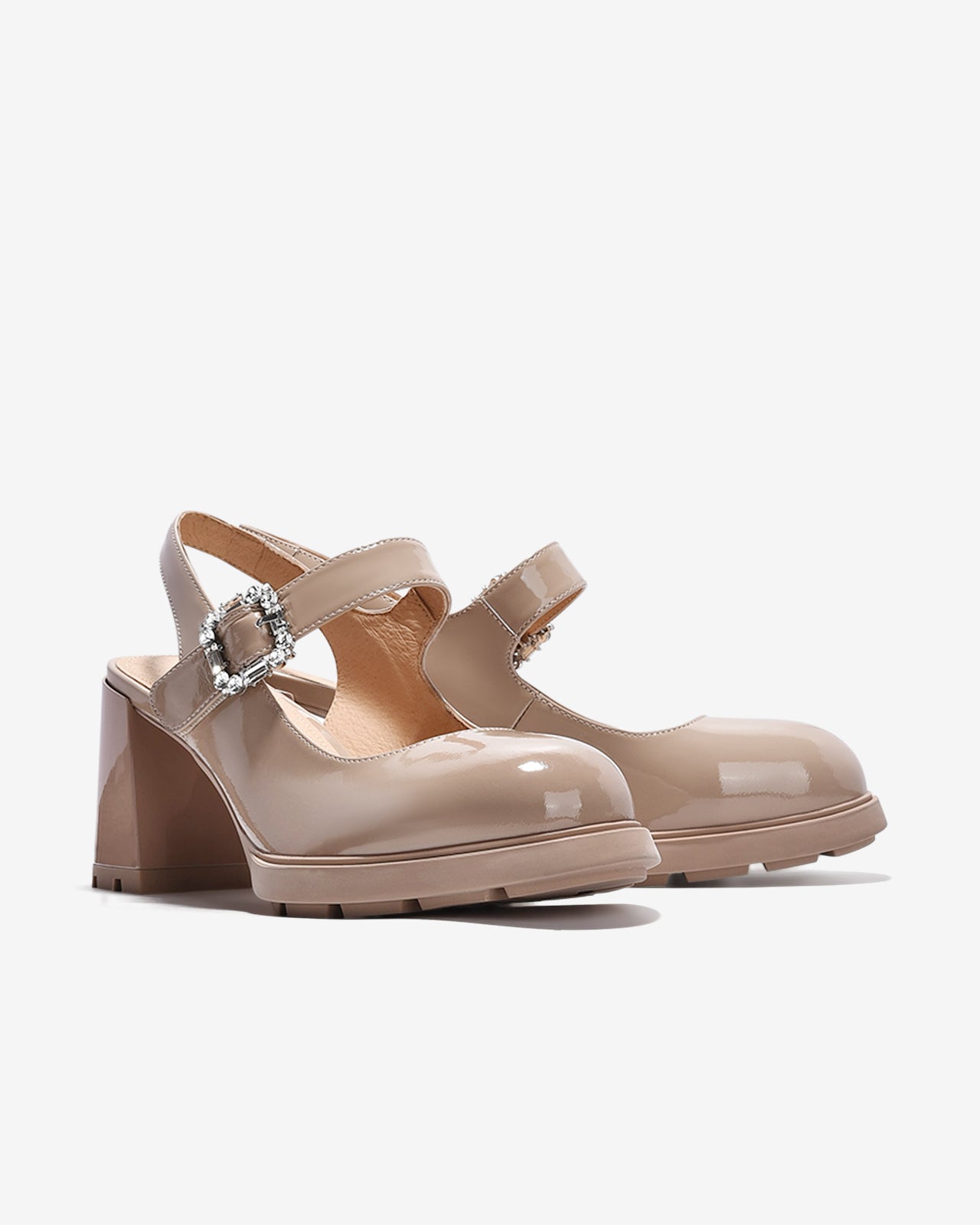 Giày Slingback Cao Gót Zuciani Mary Jane Da Bóng-GCM24-Kem Bóng Color2