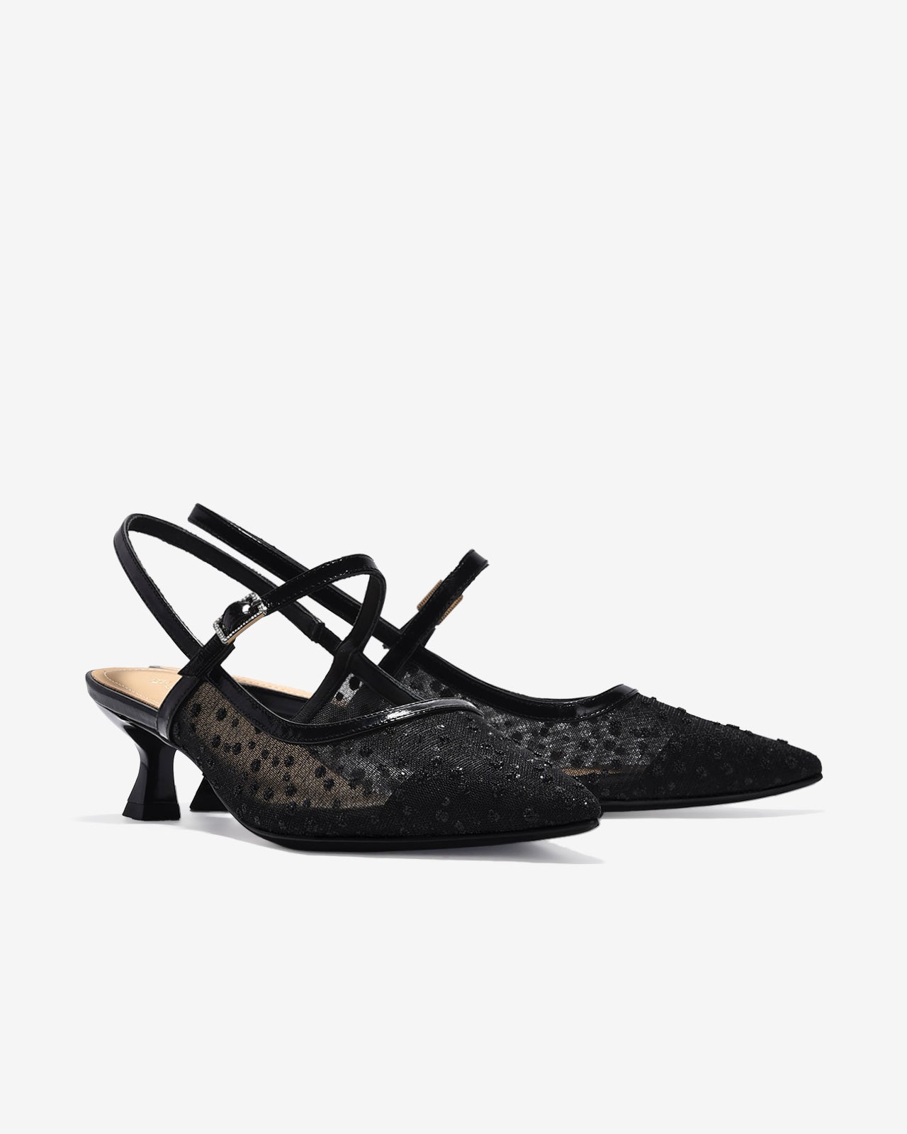 Giày Cao Gót Zuciani Lưới Đính Đá Ánh Bạc-GCM31-Đen Color1