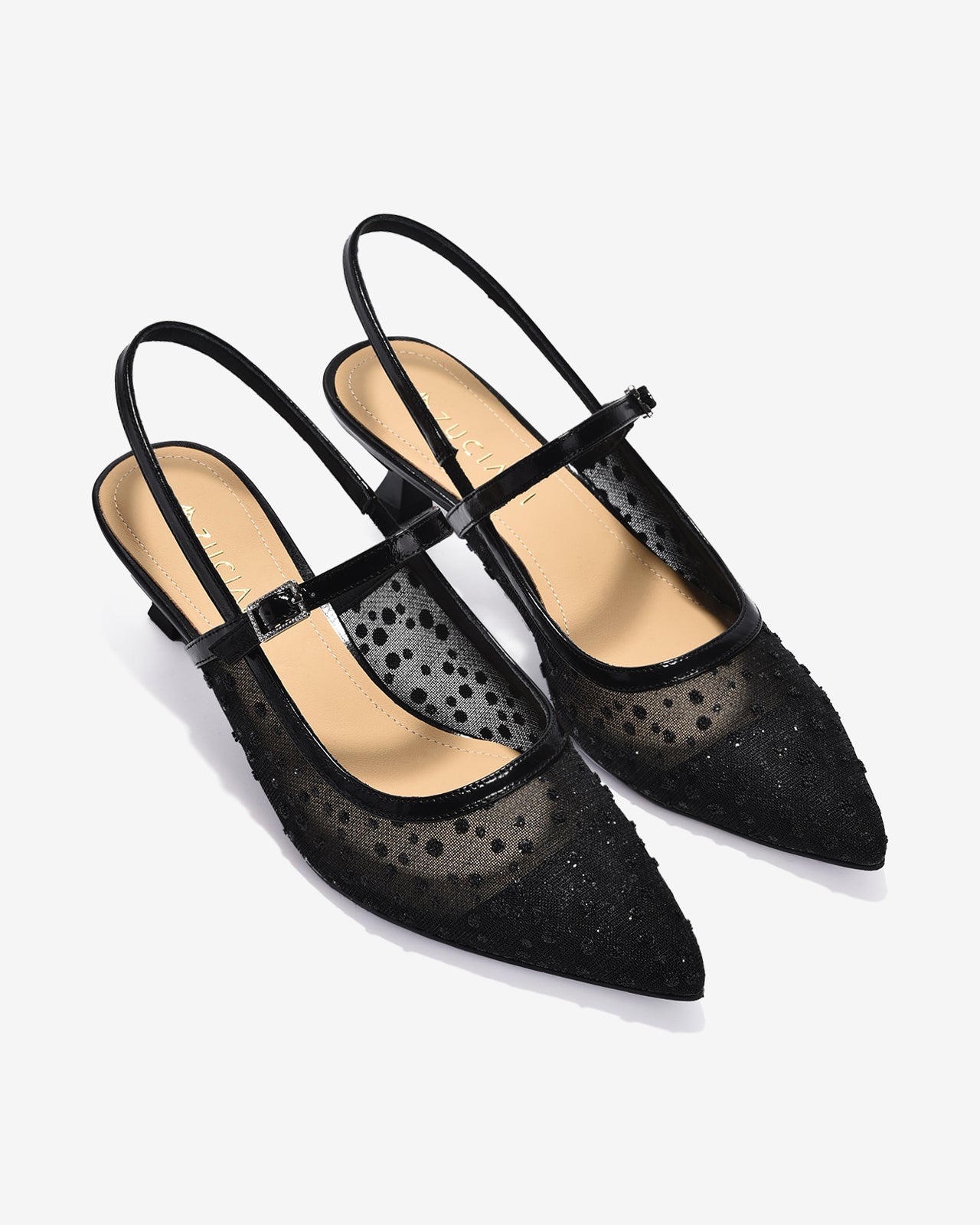 Giày Cao Gót Zuciani Lưới Đính Đá Ánh Bạc-GCM31-Đen Color1