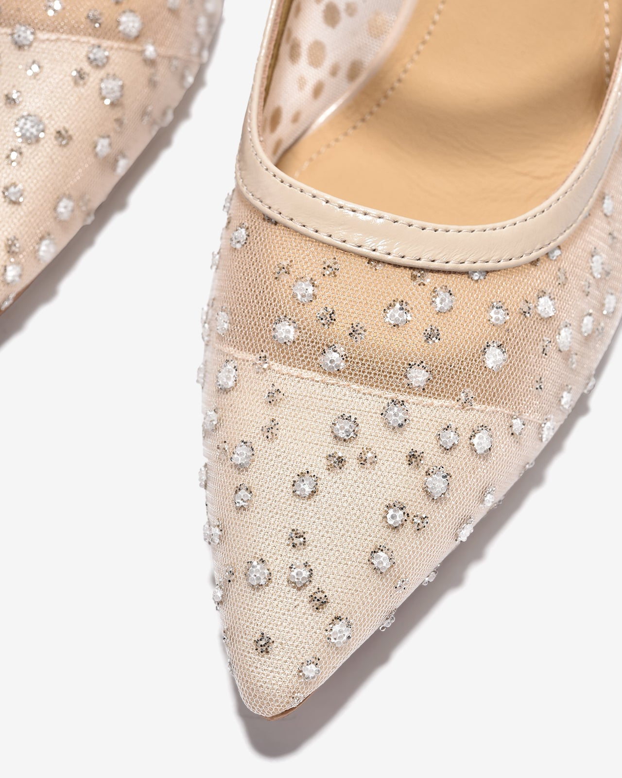 Giày Cao Gót Zuciani Lưới Đính Đá Ánh Bạc-GCM31-Kem Color2