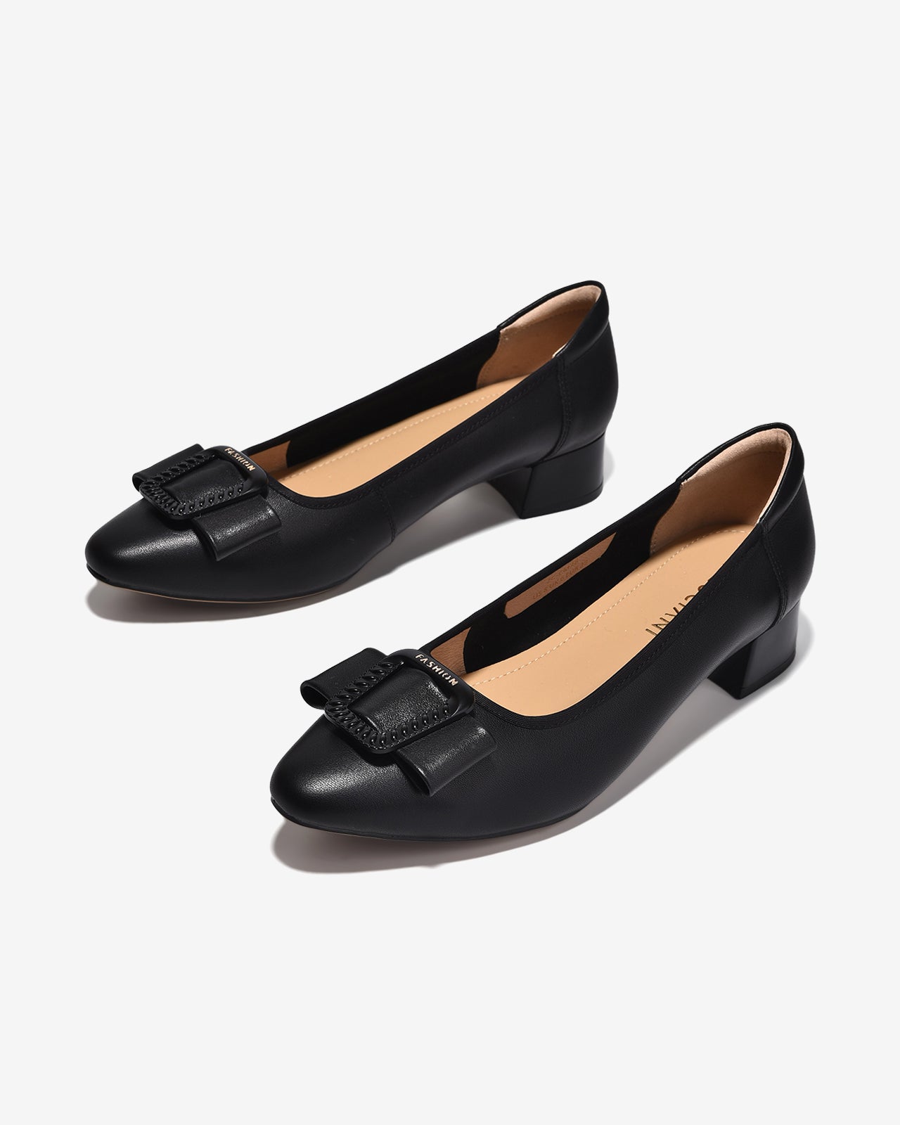 Giày Cao Gót Zuciani Gót Vuông Khóa Nơ-GCM38-Đen Color2