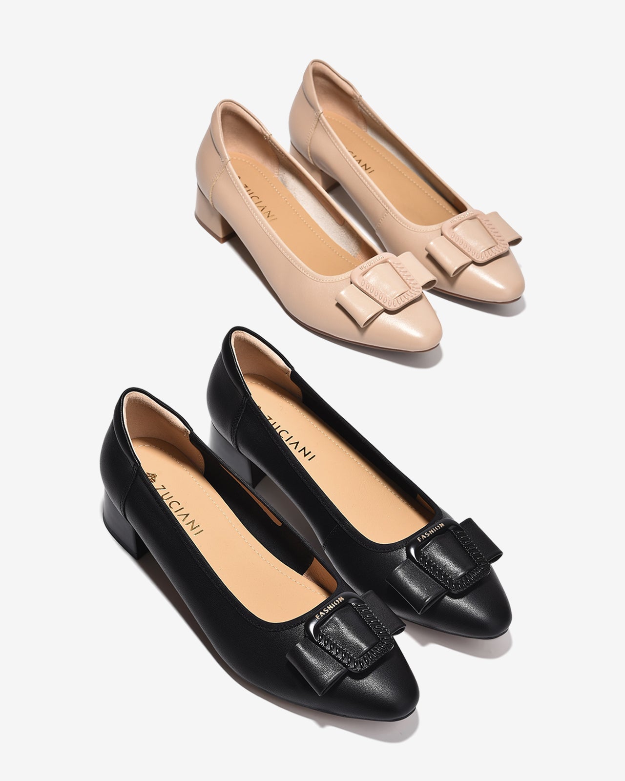 Giày Cao Gót Zuciani Gót Vuông Khóa Nơ-GCM38-Đen Color2
