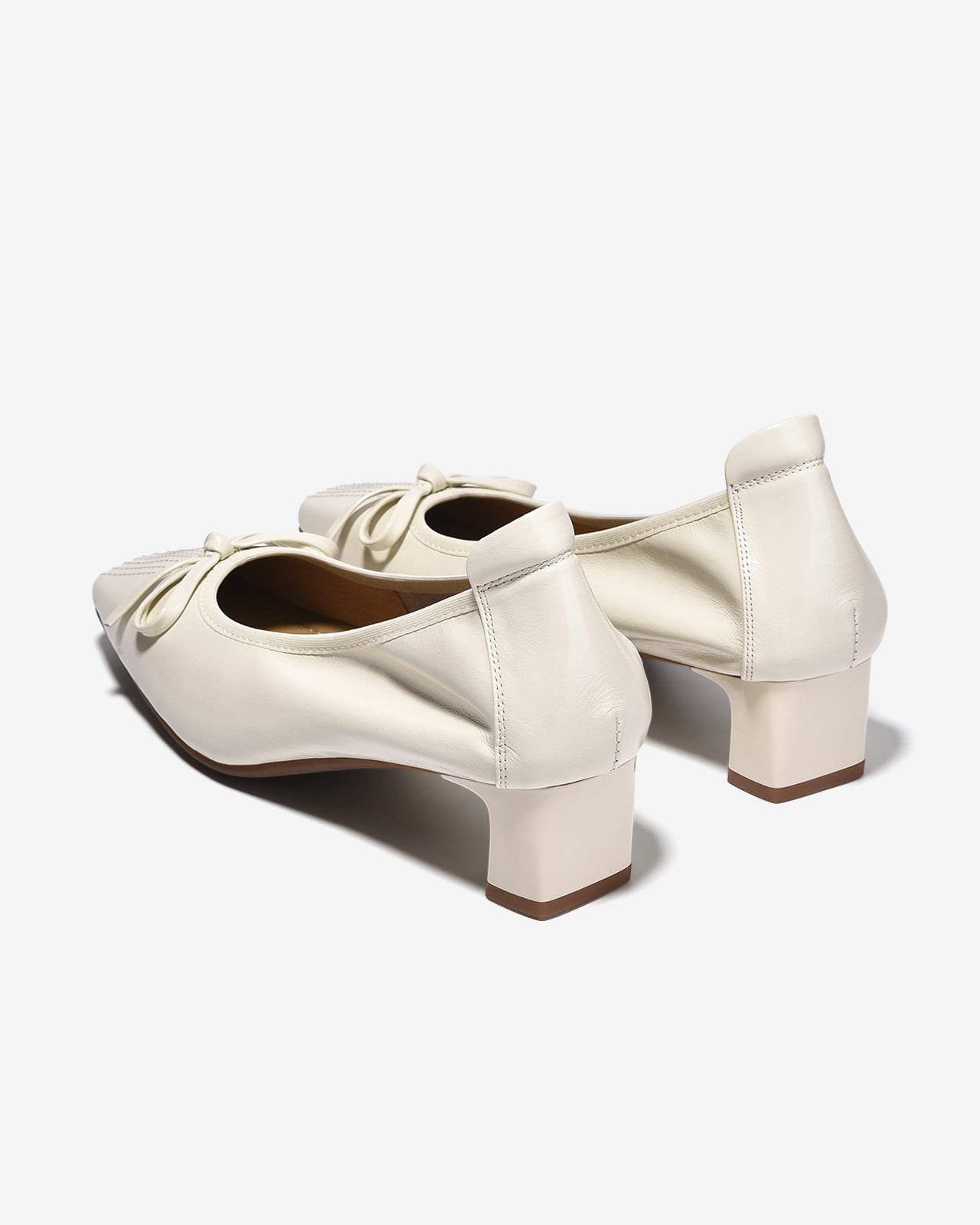 Giày Cao Gót Zuciani Da Mềm Đính Nơ-GCM41-Kem Color1