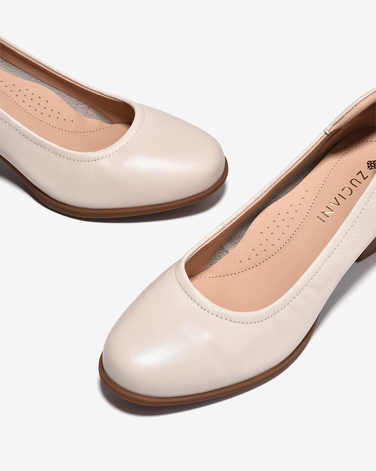 Giày Cao Gót Zuciani Đế 6CM Trơn-GCM42-Kem Color2