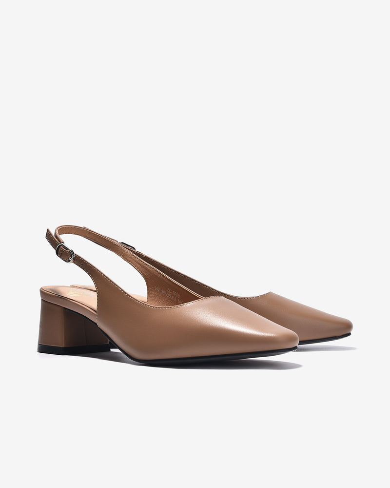 Giày Cao Gót Slingback Zuciani Trơn Gót Cách Điệu-GTP06-Cafe Color3