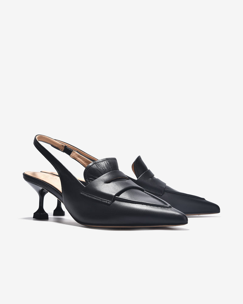 Giày Cao Gót Slingback Zuciani Phong Cách Menswear-GTP05-Đen Color1