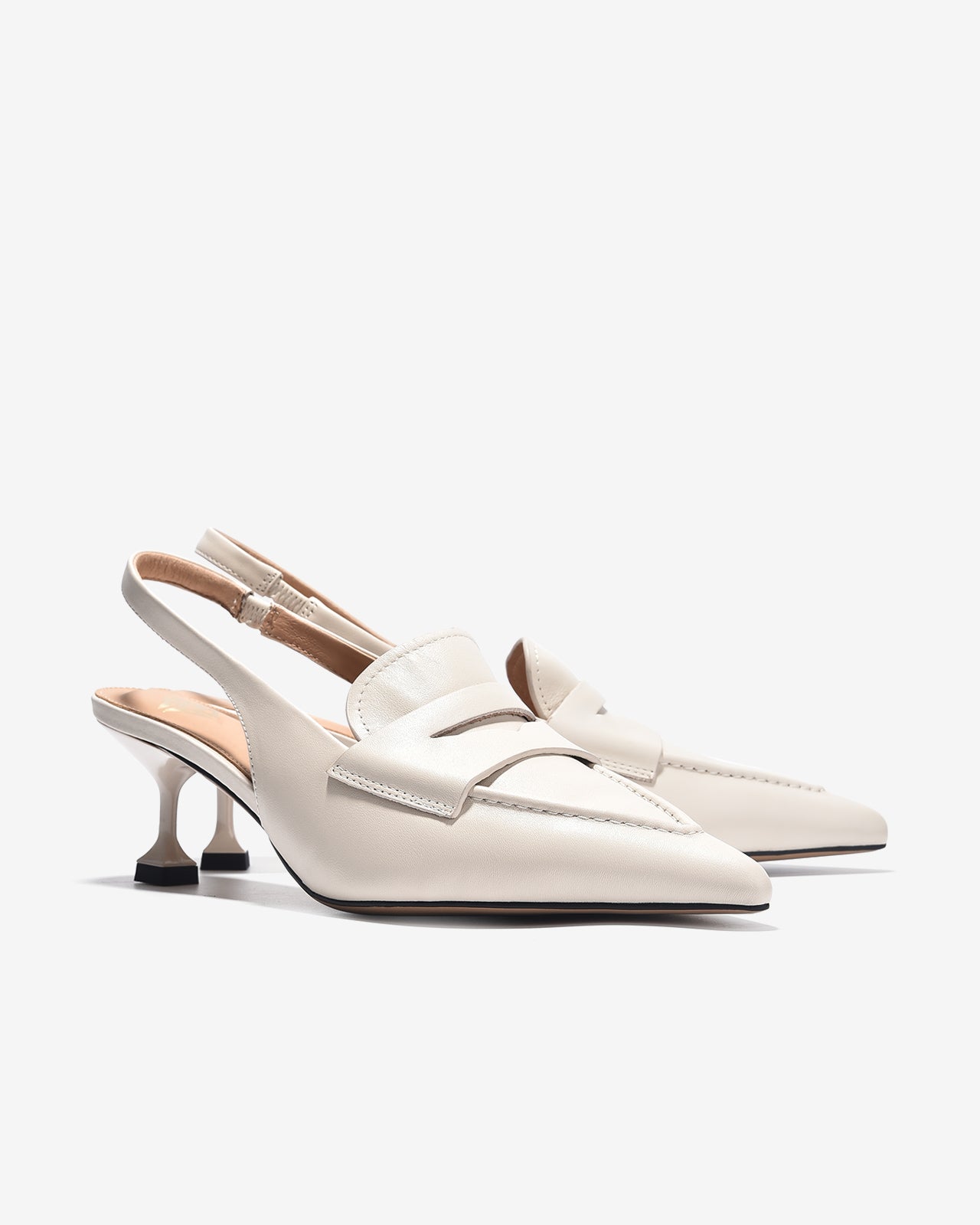 Giày Cao Gót Slingback Zuciani Phong Cách Menswear-GTP05-Kem Color2