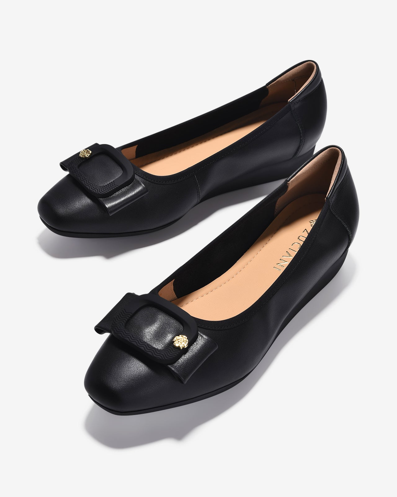 Giày Xuồng Zuciani Phối Khoá Nơ Đính Bông Hoa-GCM05-Đen Color1