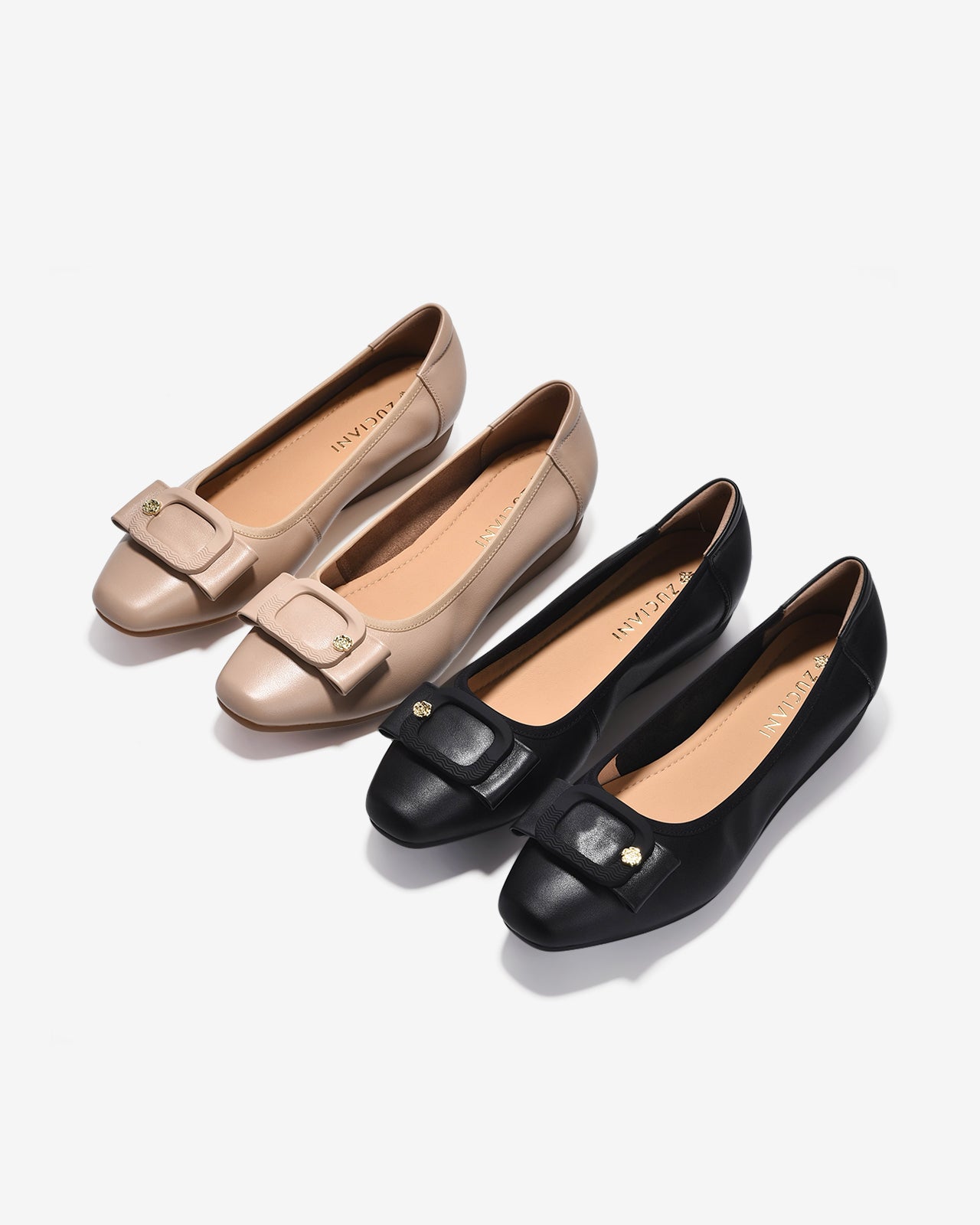 Giày Xuồng Zuciani Phối Khoá Nơ Đính Bông Hoa-GCM05-Đen Color1