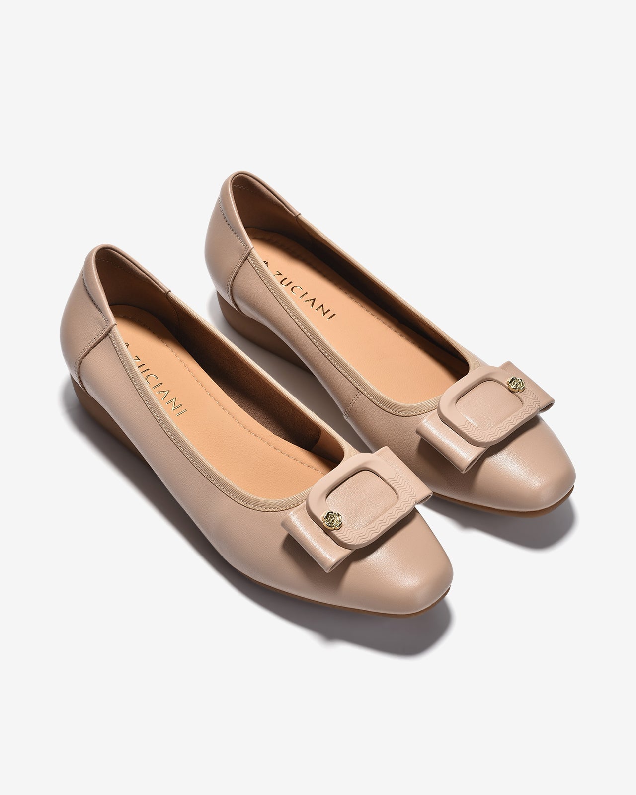 Giày Xuồng Zuciani Phối Khoá Nơ Đính Bông Hoa-GCM05-Kem Color1