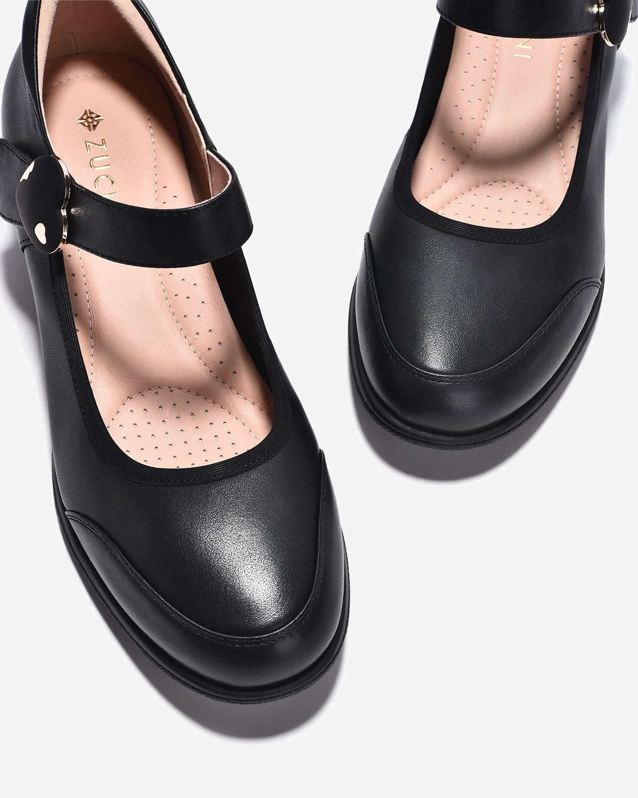 Giày Xuồng Zuciani Mũi Tròn Khoá Tim-GCM28-Đen Color2