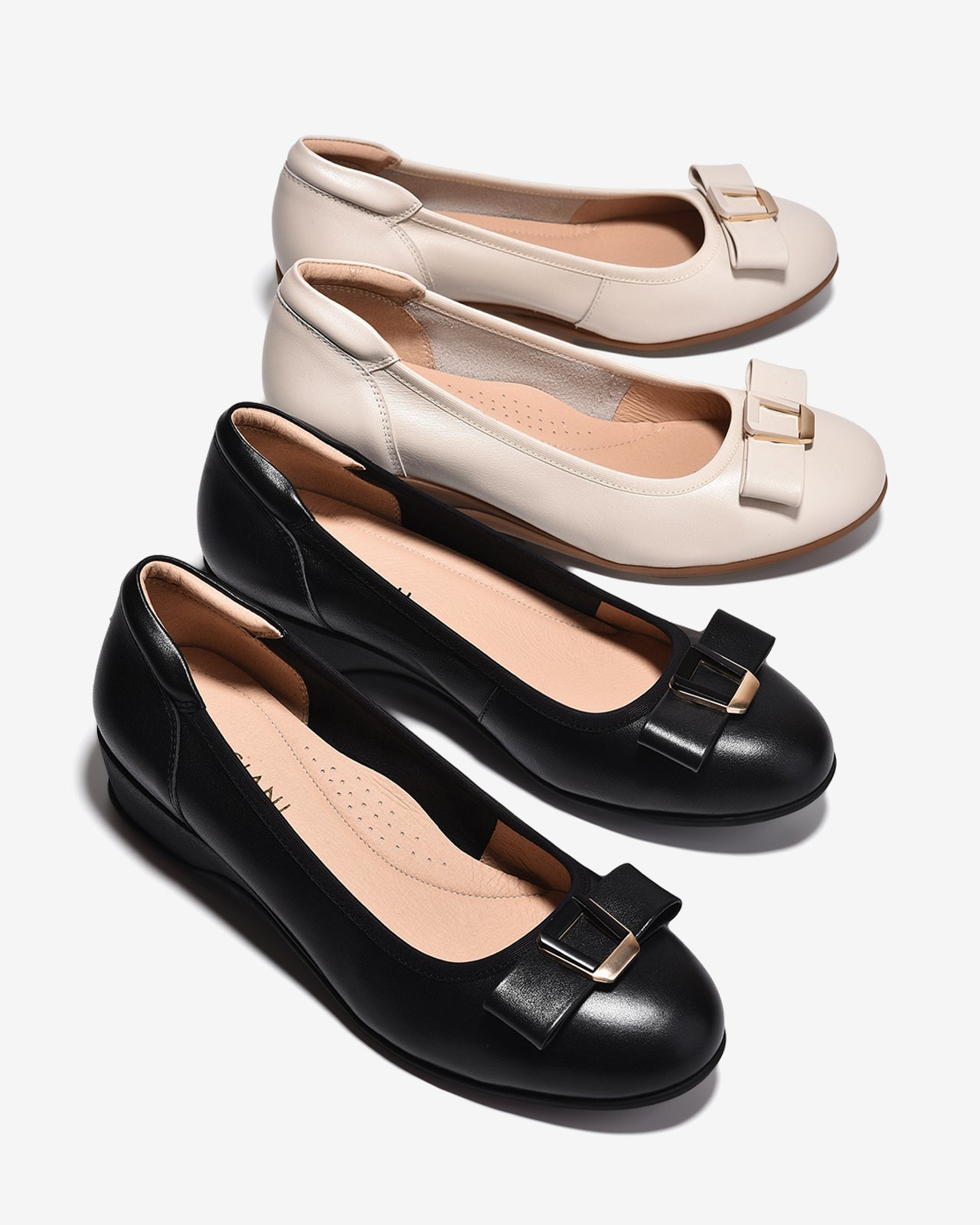 Giày Xuồng Zuciani Nơ Khóa Kim Loại-GCM37-Kem Color2