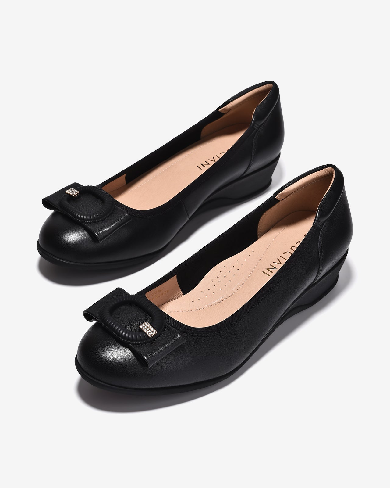Giày Xuồng Zuciani Khóa Nơ Đính Đá-GCM39-Đen Color1