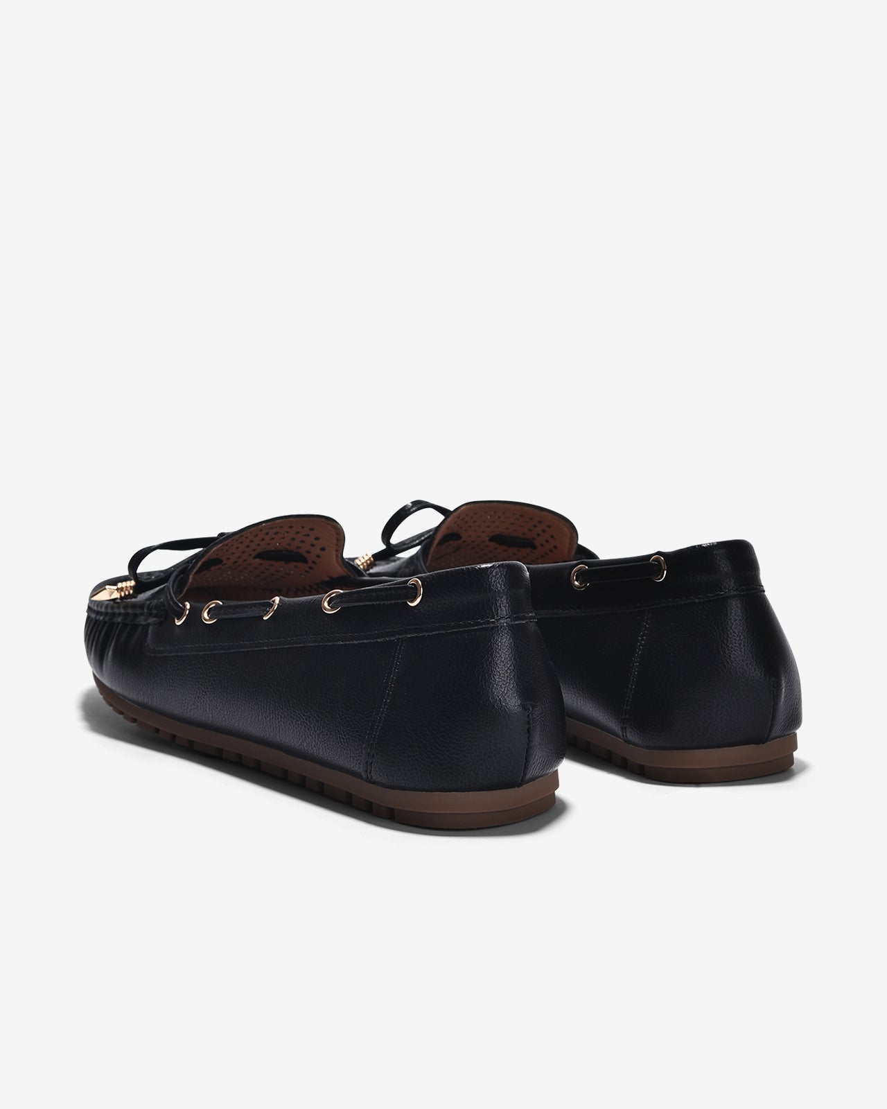 Giày Mọi Zucia Dập Ô Vuông Khóa Nơ-GHLI9-Đen Color1