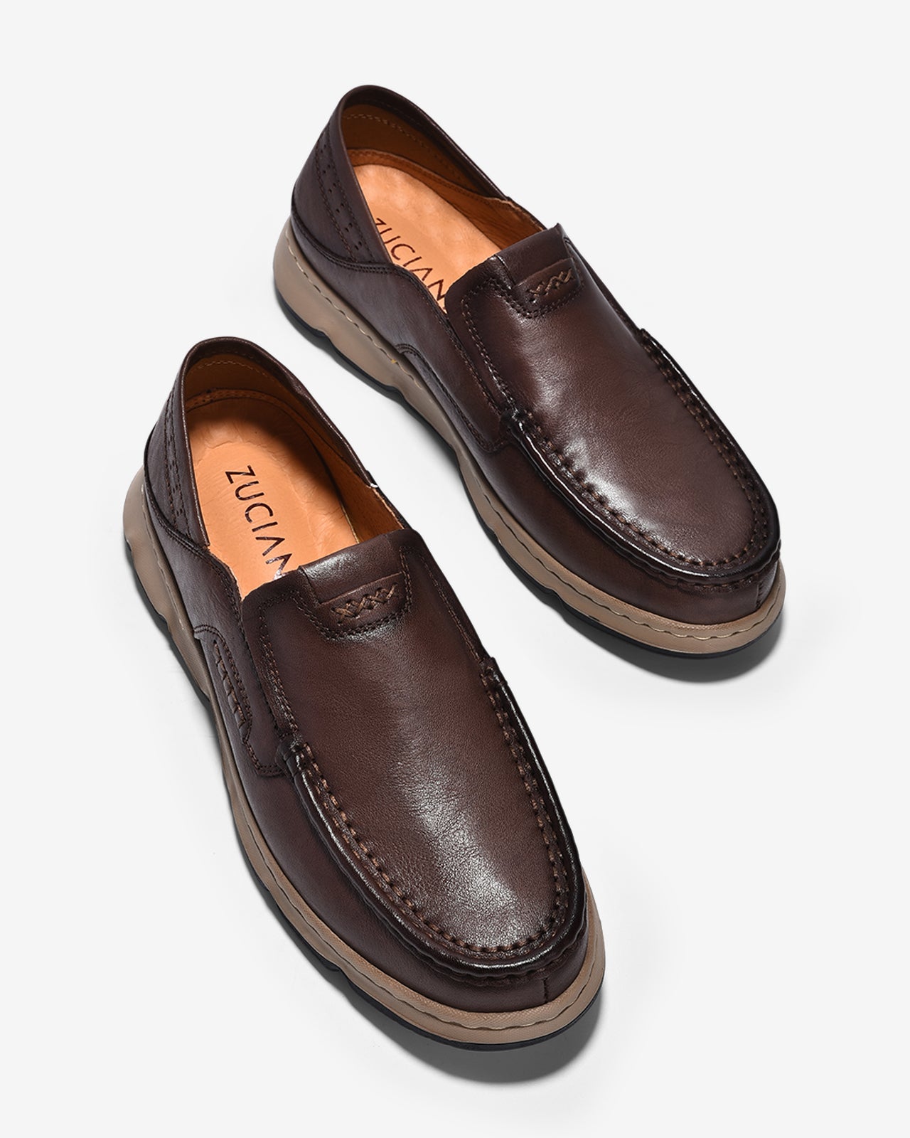 Giày Lười Nam Zuciani Đế Phối Màu-GCF71-Nâu Color1