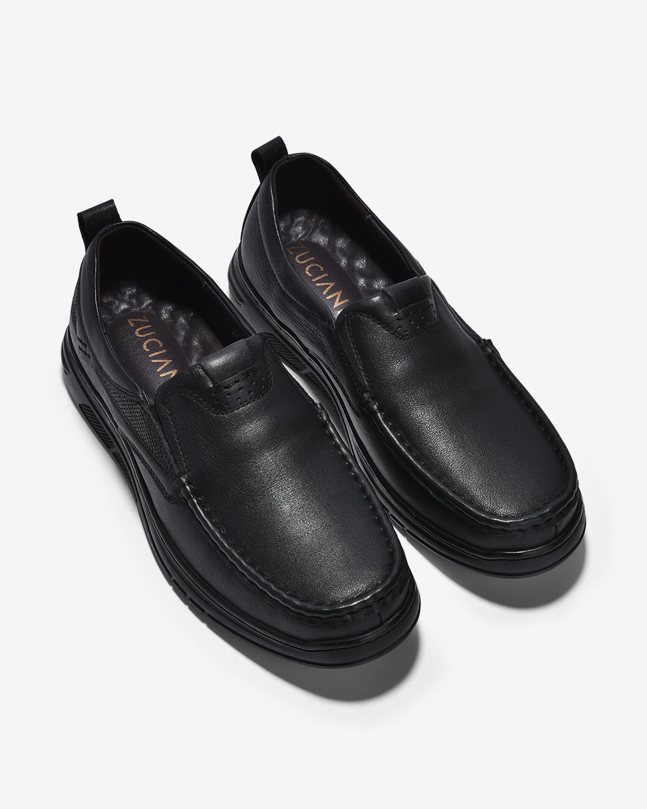 Giày Lười Nam Zuciani Da Mền Trơn-GCF72-Đen Color1