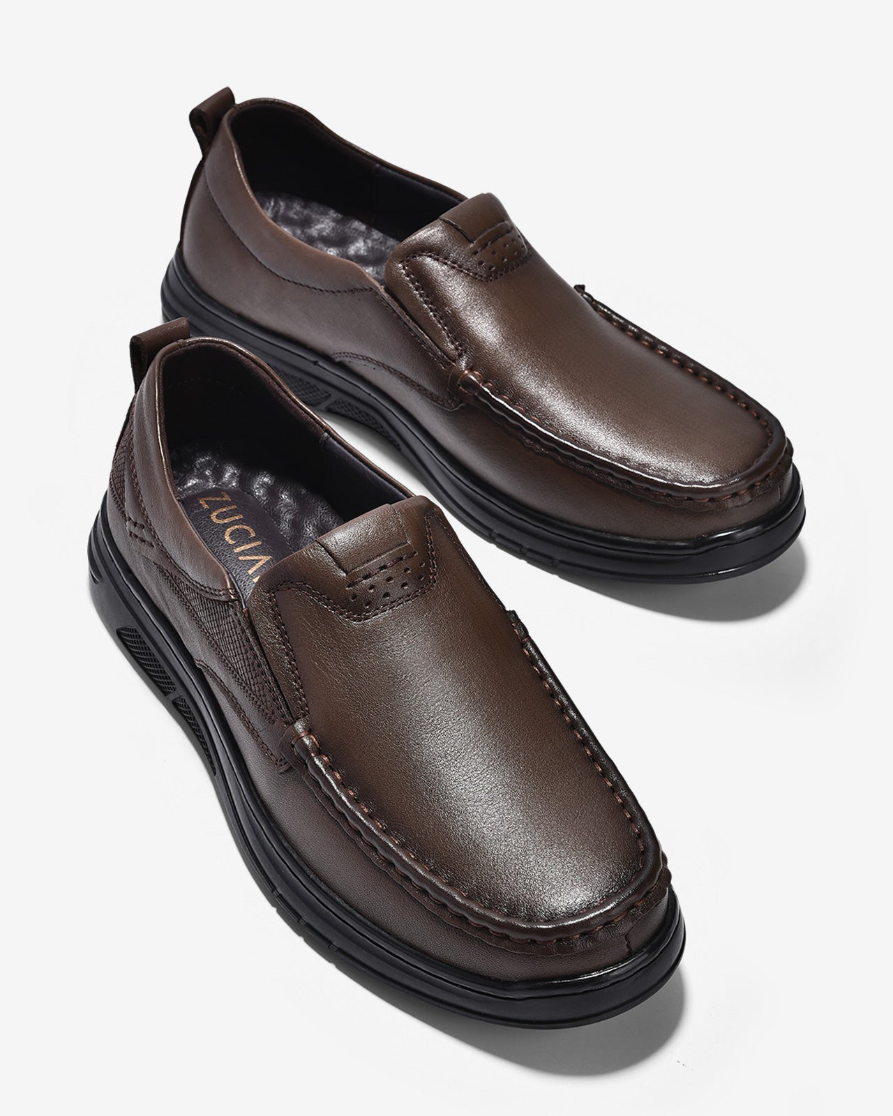 Giày Lười Nam Zuciani Da Mền Trơn-GCF72-Nâu Color2