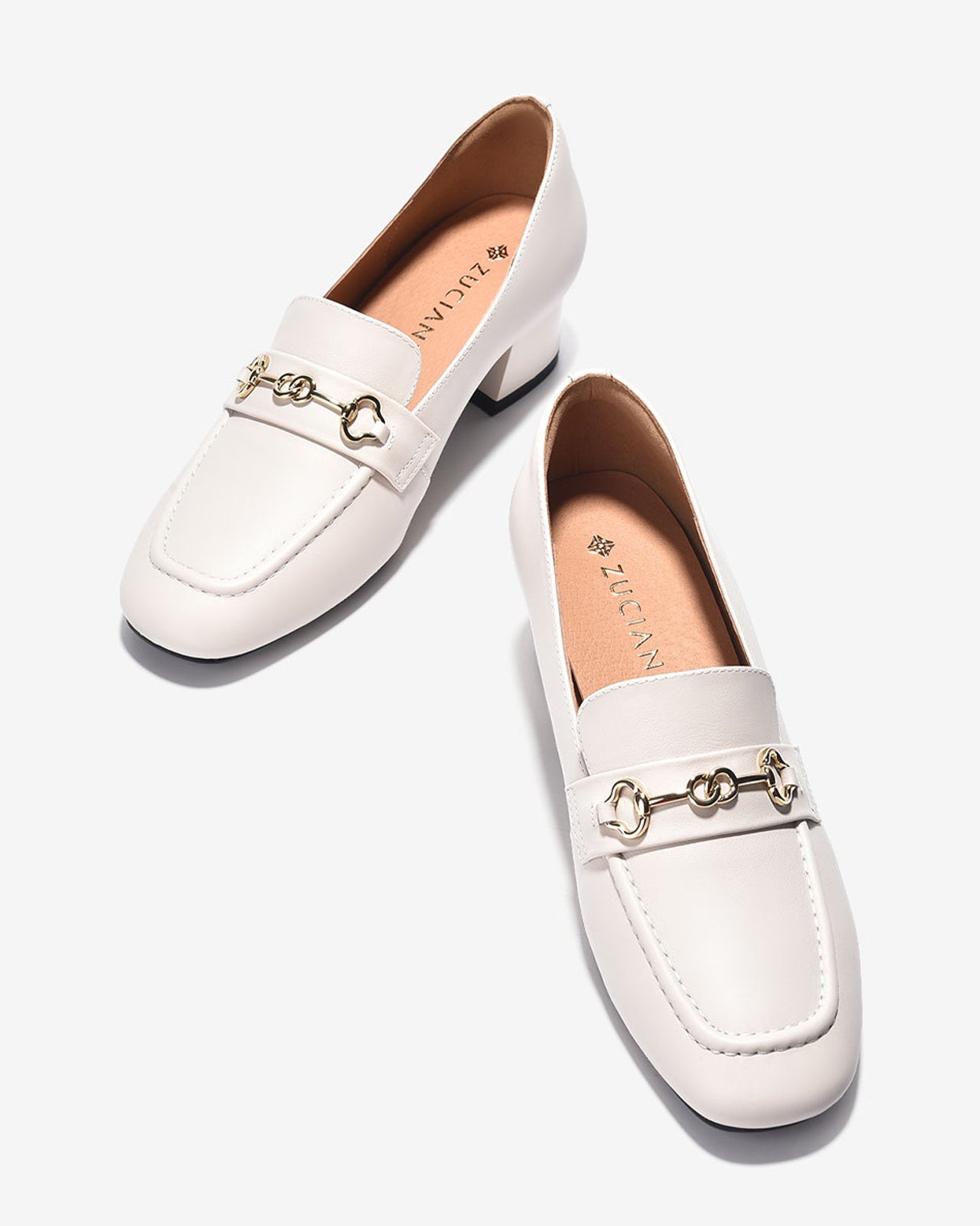 Giày Mọi Zuciani Gót Trụ Phong Cách Menswear-GCL10-Trắng Color2