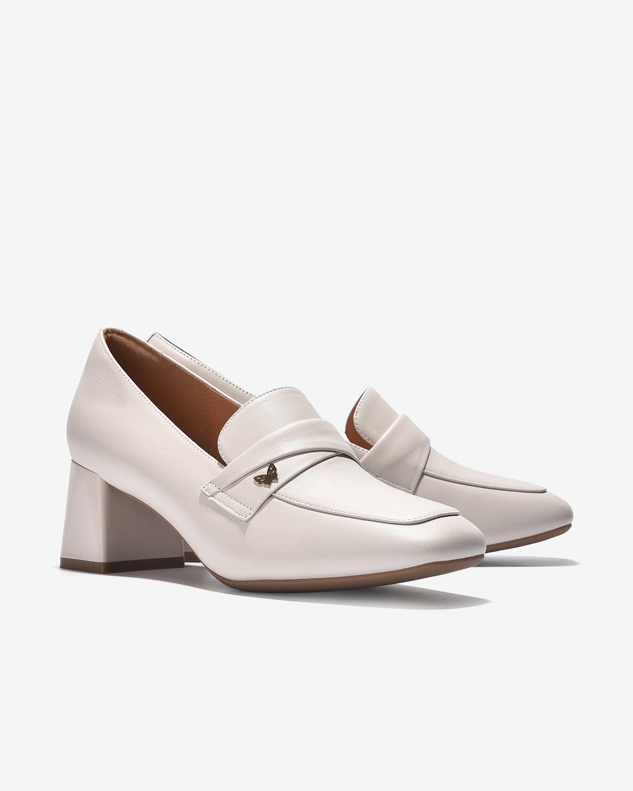 Giày Mọi Zuciani Đế 6CM Đính Hình Bướm-GCL14-Trắng Color1