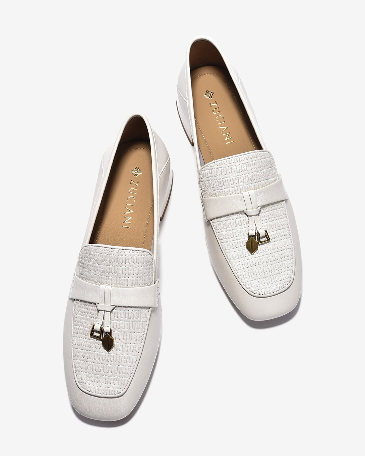 Giày Mọi Nữ Zuciani Phối Vân Dệt-GCM02-Trắng Color1