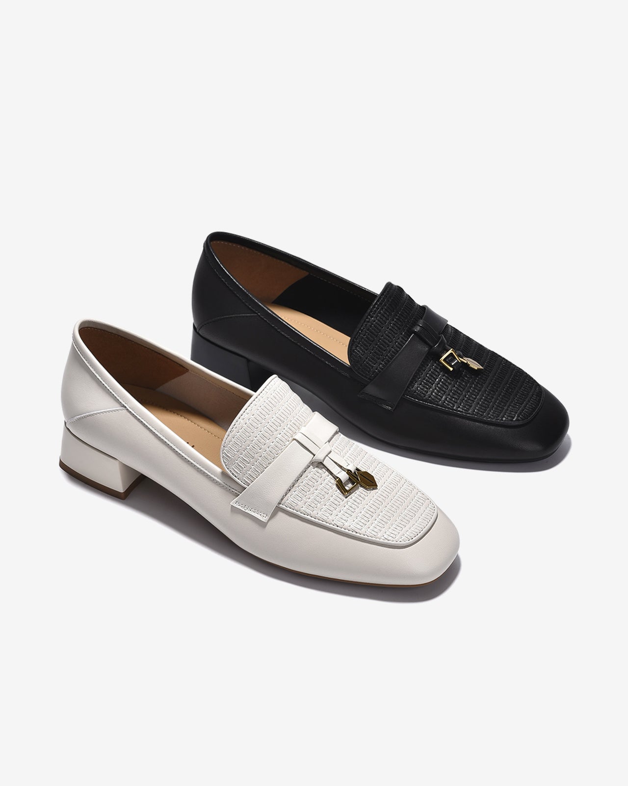 Giày Mọi Nữ Zuciani Phối Vân Dệt-GCM02-Trắng Color1