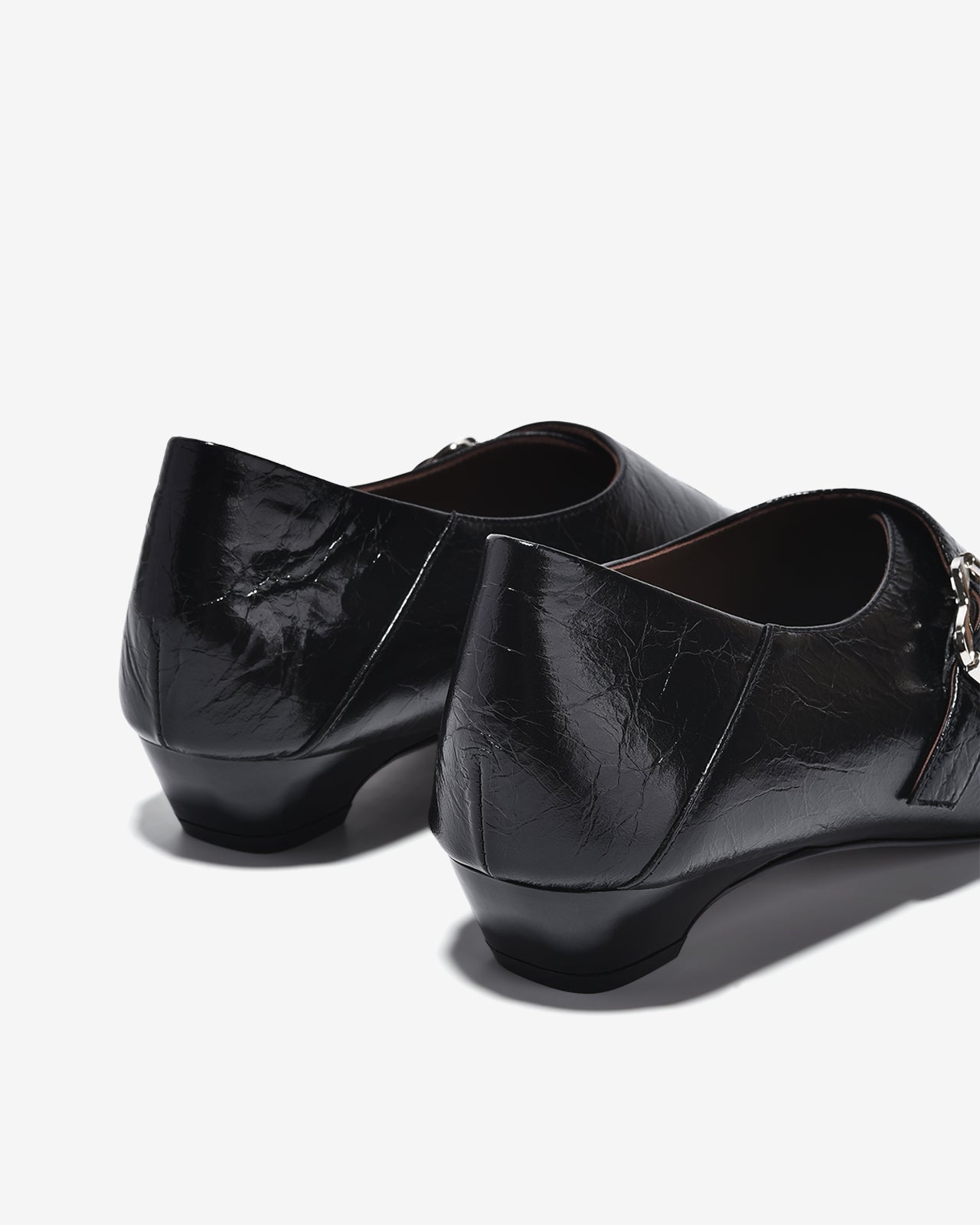 Giày Lười Nữ Zuciani Da Bóng Vân Gấp Cổ Điển-GCM35-Đen Color2