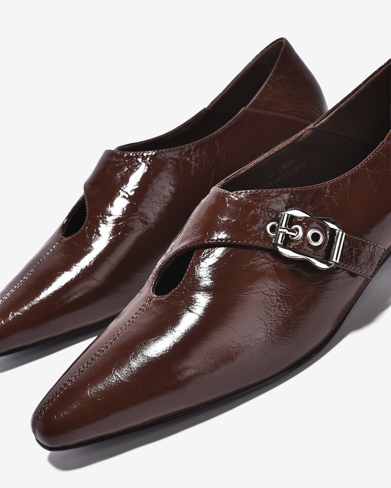 Giày Lười Nữ Zuciani Da Bóng Vân Gấp Cổ Điển-GCM35-Nâu Color2