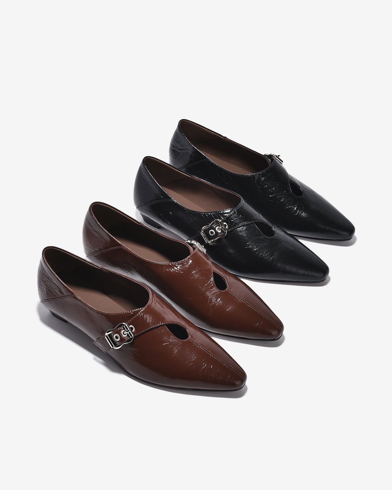 Giày Lười Nữ Zuciani Da Bóng Vân Gấp Cổ Điển-GCM35-Nâu Color2