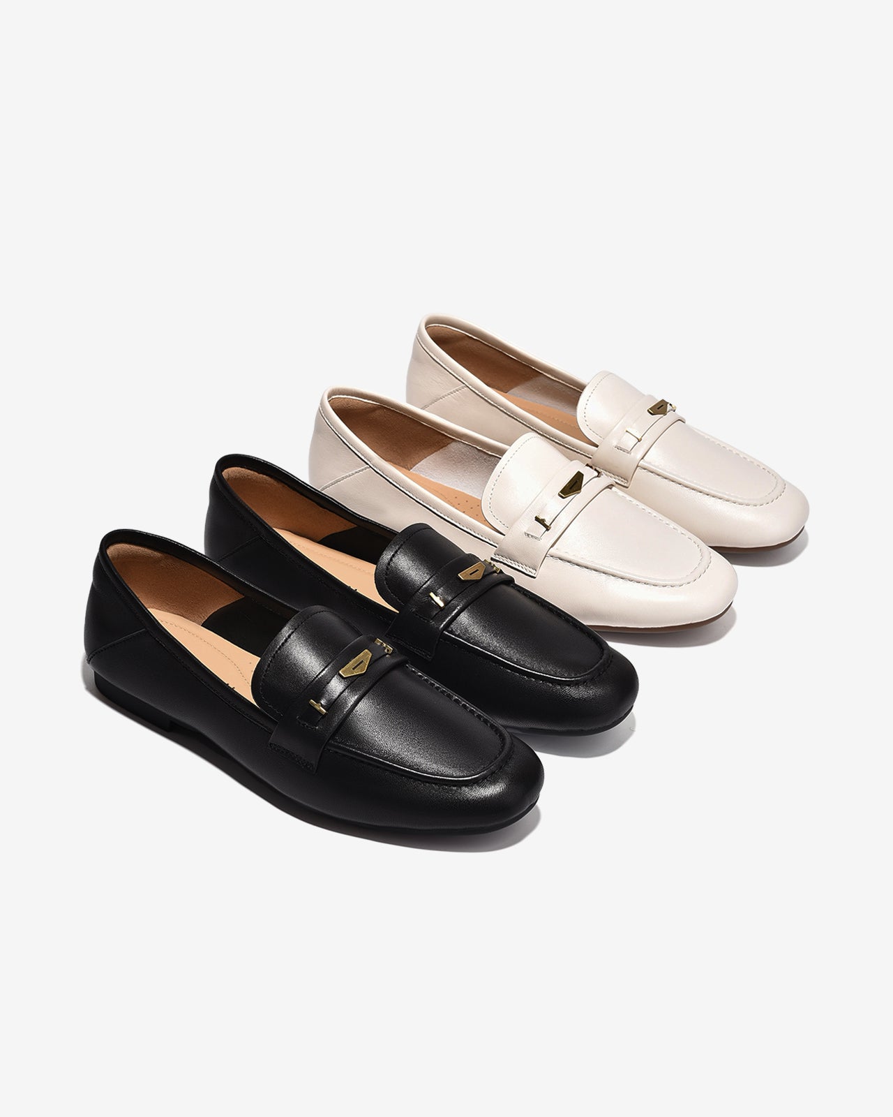 Giày Lười Nữ Zuciani Da Trơn Mềm Đính Khoá Ngang-GCM44-Đen Color1