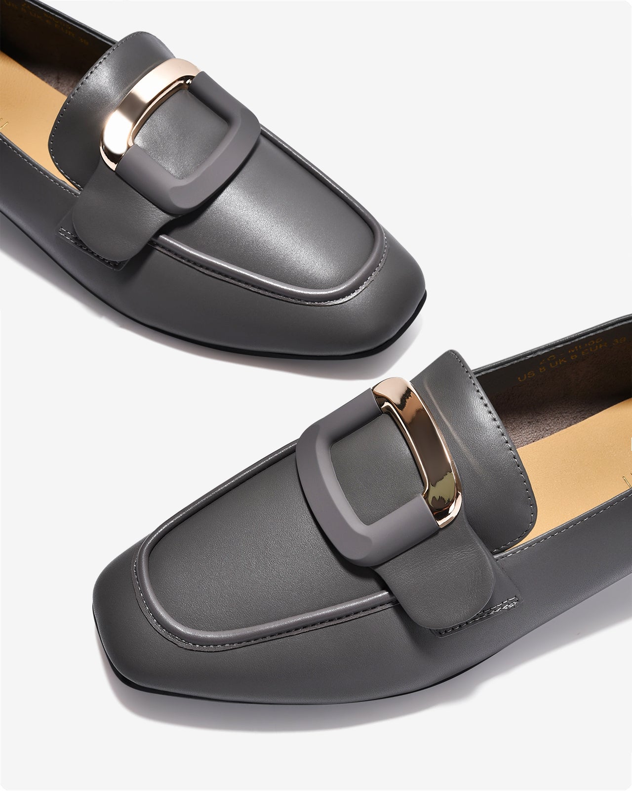 Giày Mọi Nữ Zuciani Thanh Lịch Phối Khóa-GMD05-Xám Color2