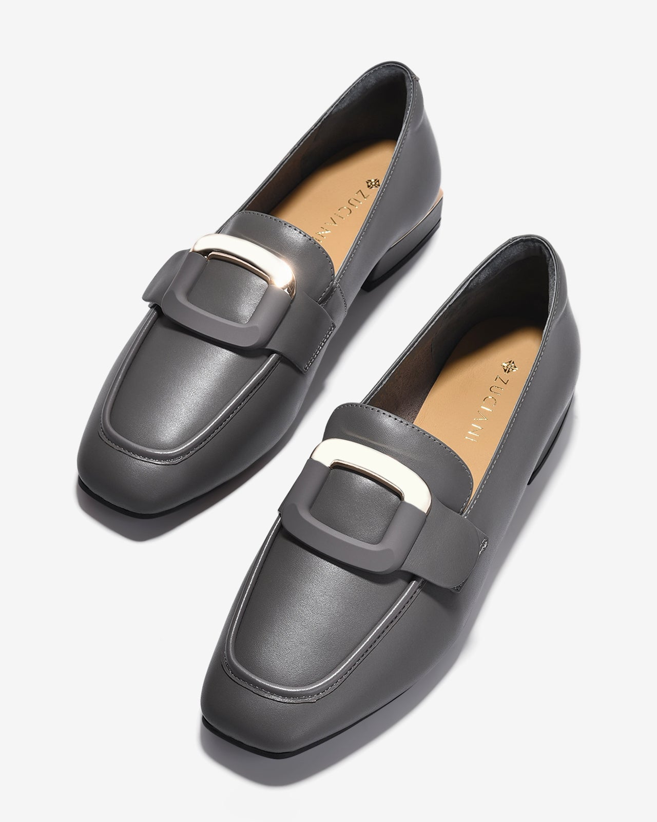 Giày Mọi Nữ Zuciani Thanh Lịch Phối Khóa-GMD05-Xám Color1