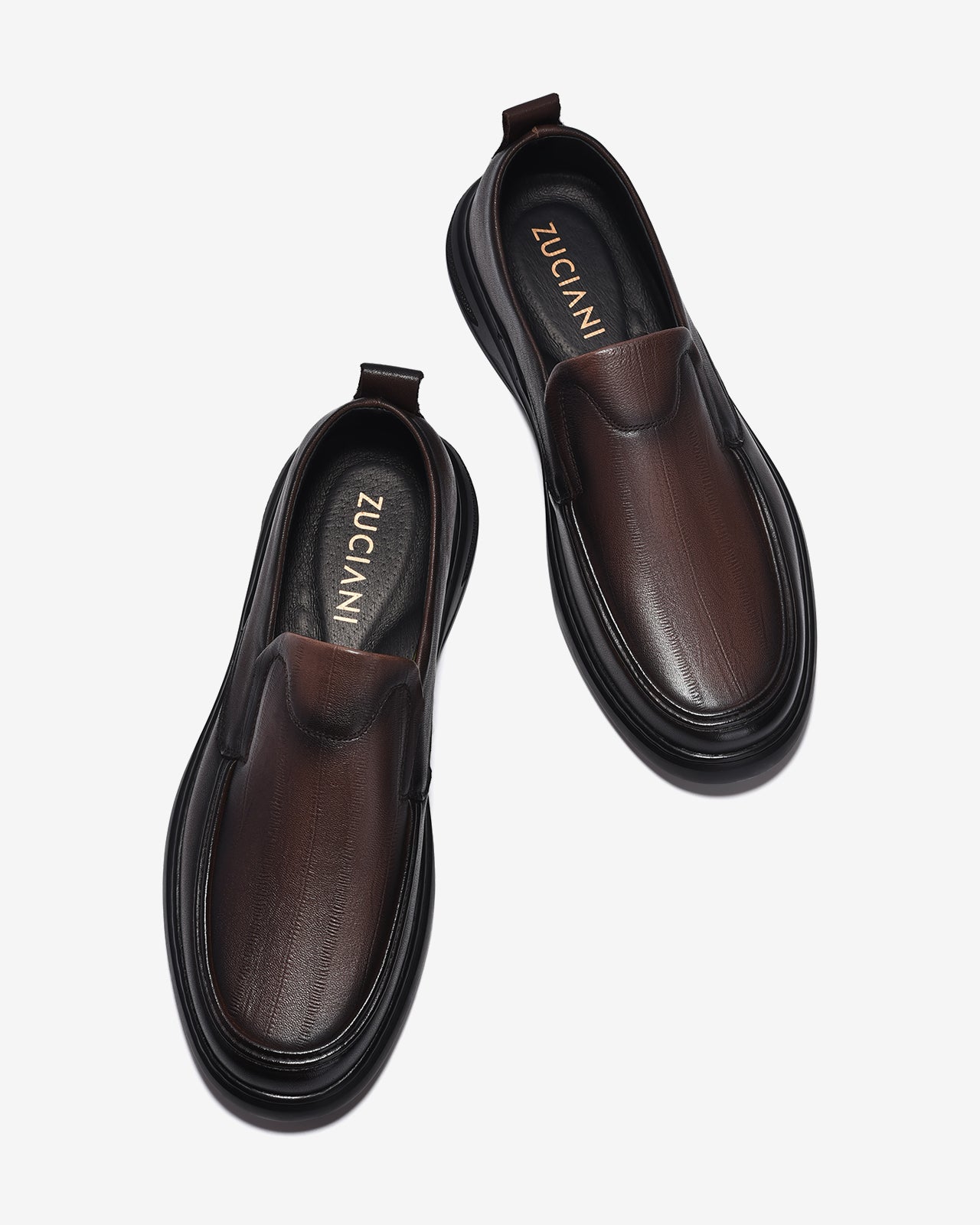 Giày Lười Nam Zuciani Da Cao Cấp Phối Vân-GRD59-Nâu Color2