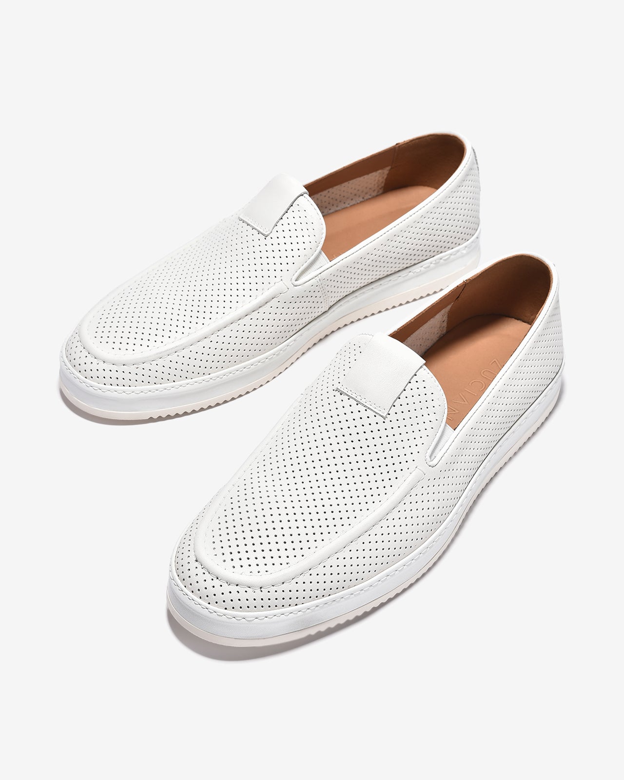 Giày Lười Nam Zuciani Da Trơn Đục Lỗ-GRW11-Trắng Color1